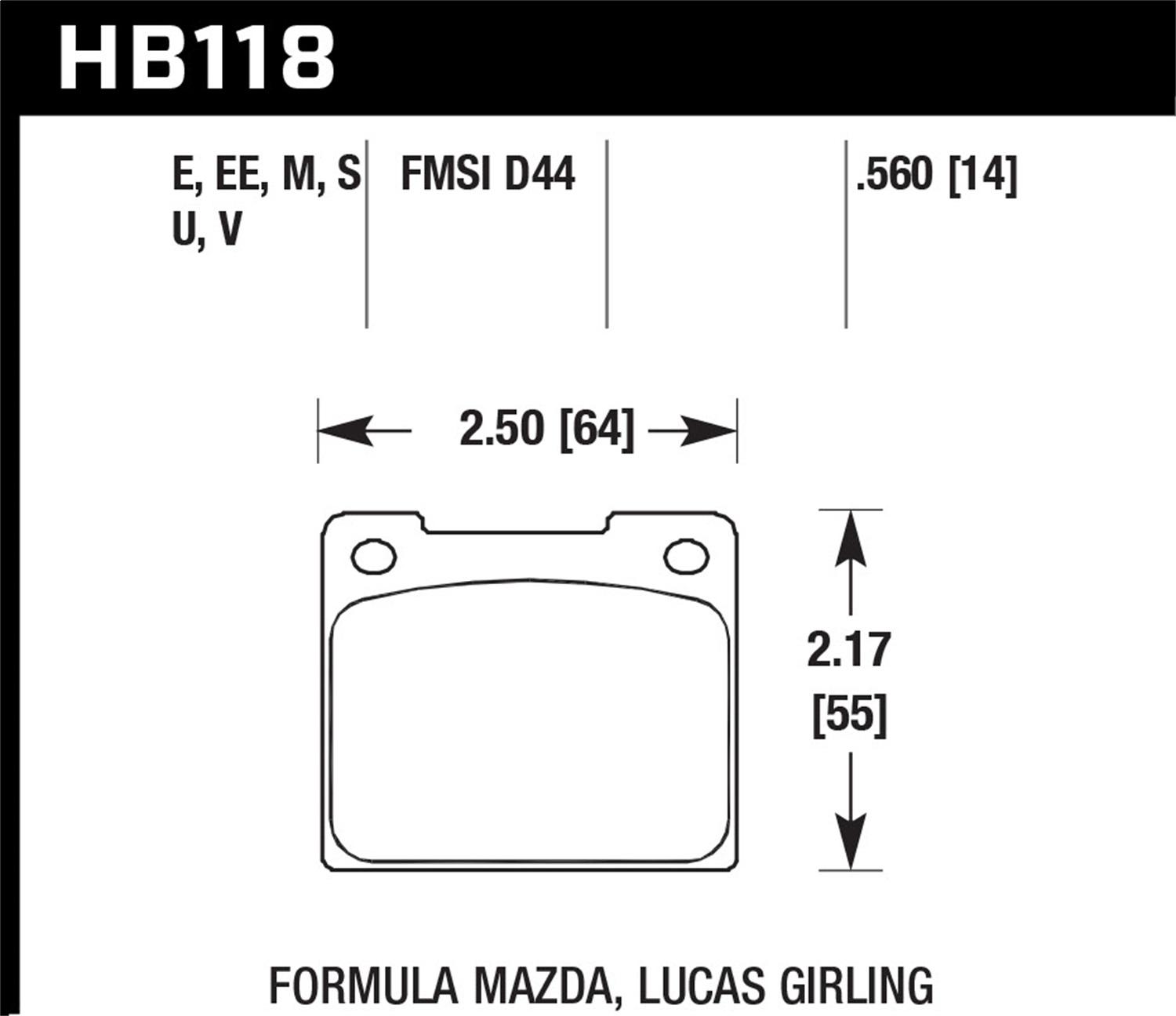 Hawk Motorsports Brake Pads - HB118U.560
