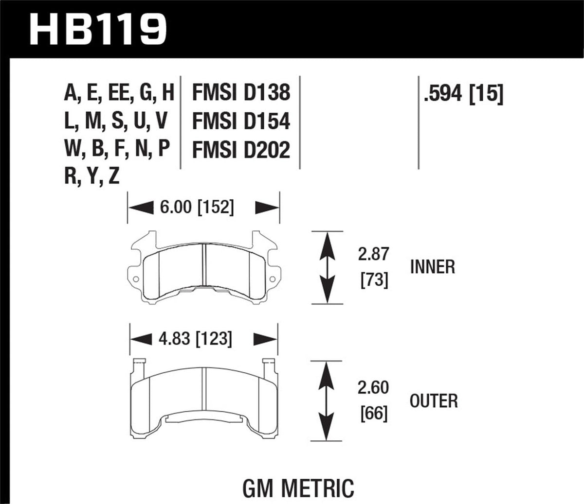 Hawk Street Brake Pads - HB119N.594