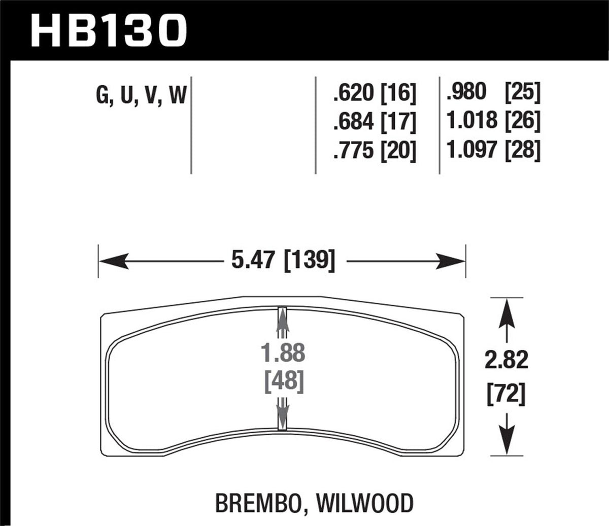 Hawk Motorsports Brake Pads - HB130W.684