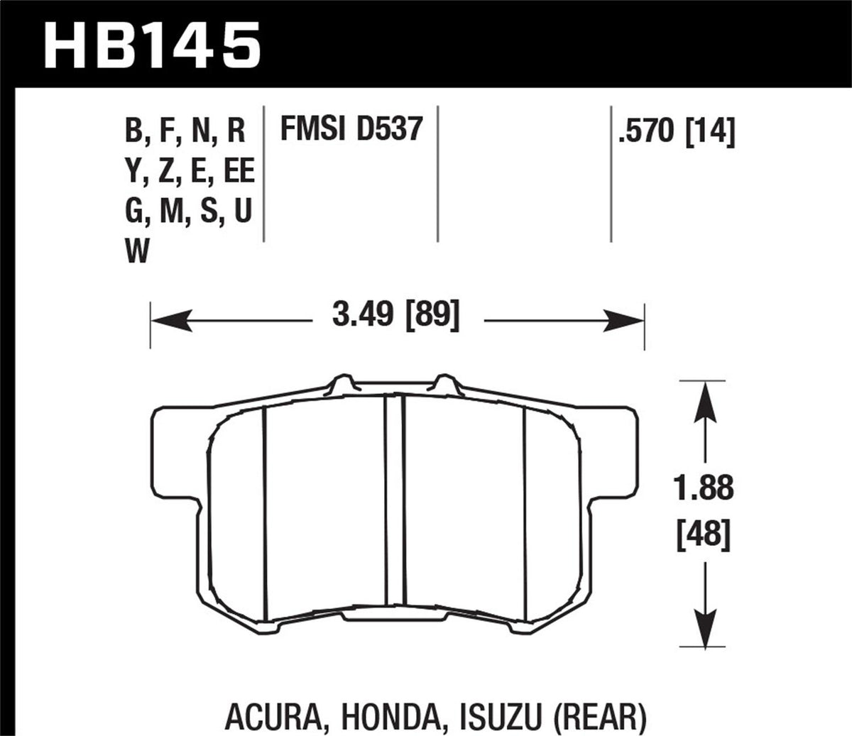 Hawk Motorsports Brake Pads - HB145M.570