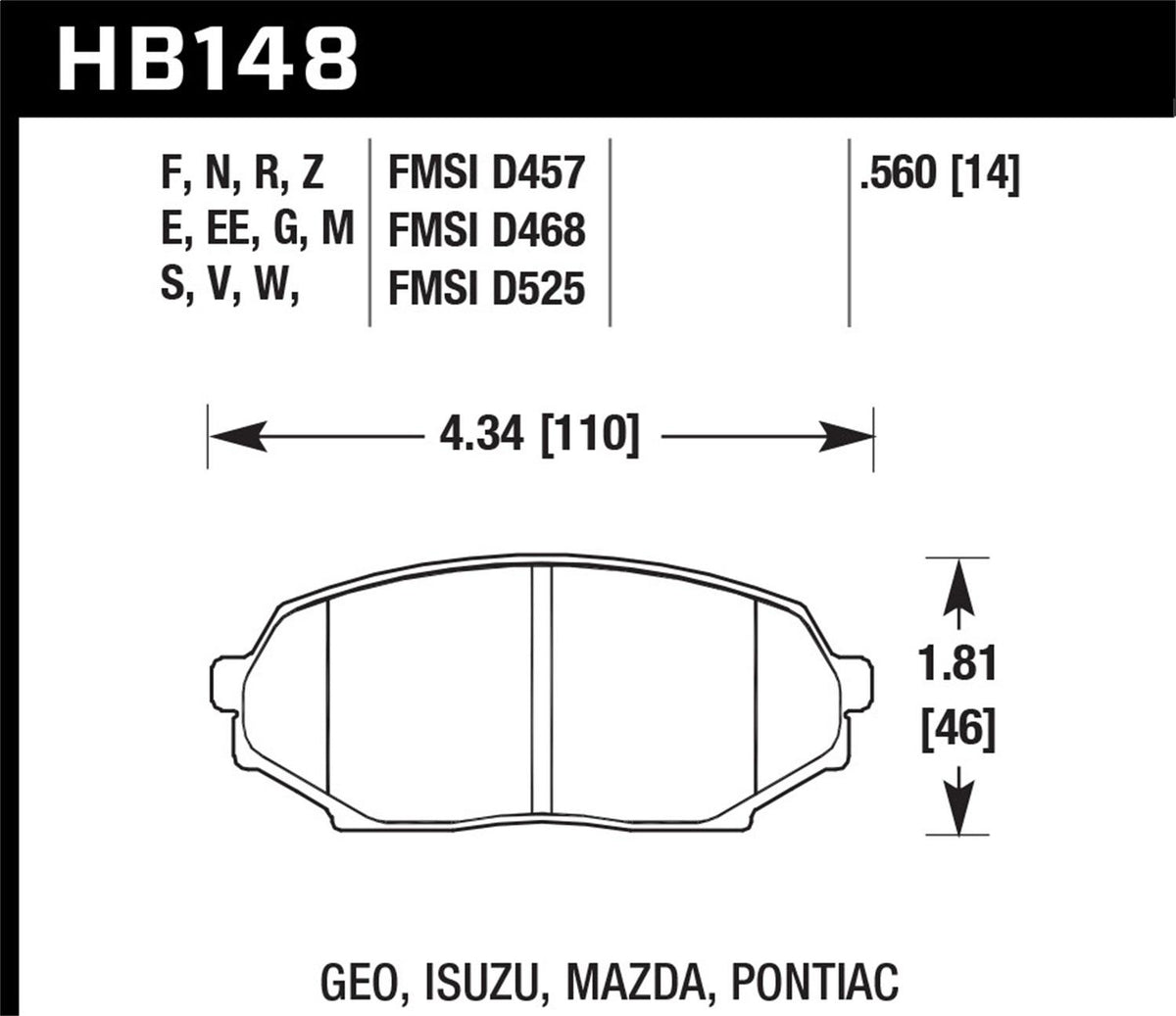 Hawk Er-1 Disc Brake Pad - HB148D.560
