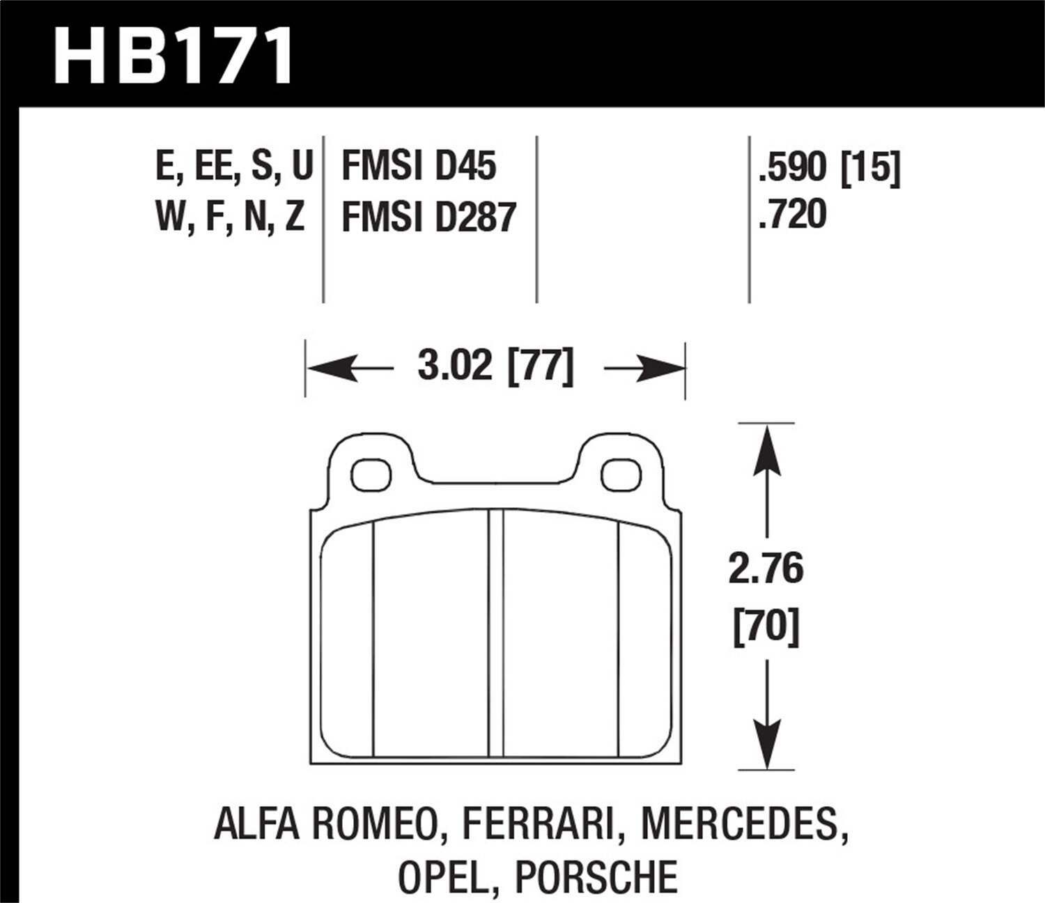 Hawk Er-1 Disc Brake Pad - HB171D.590