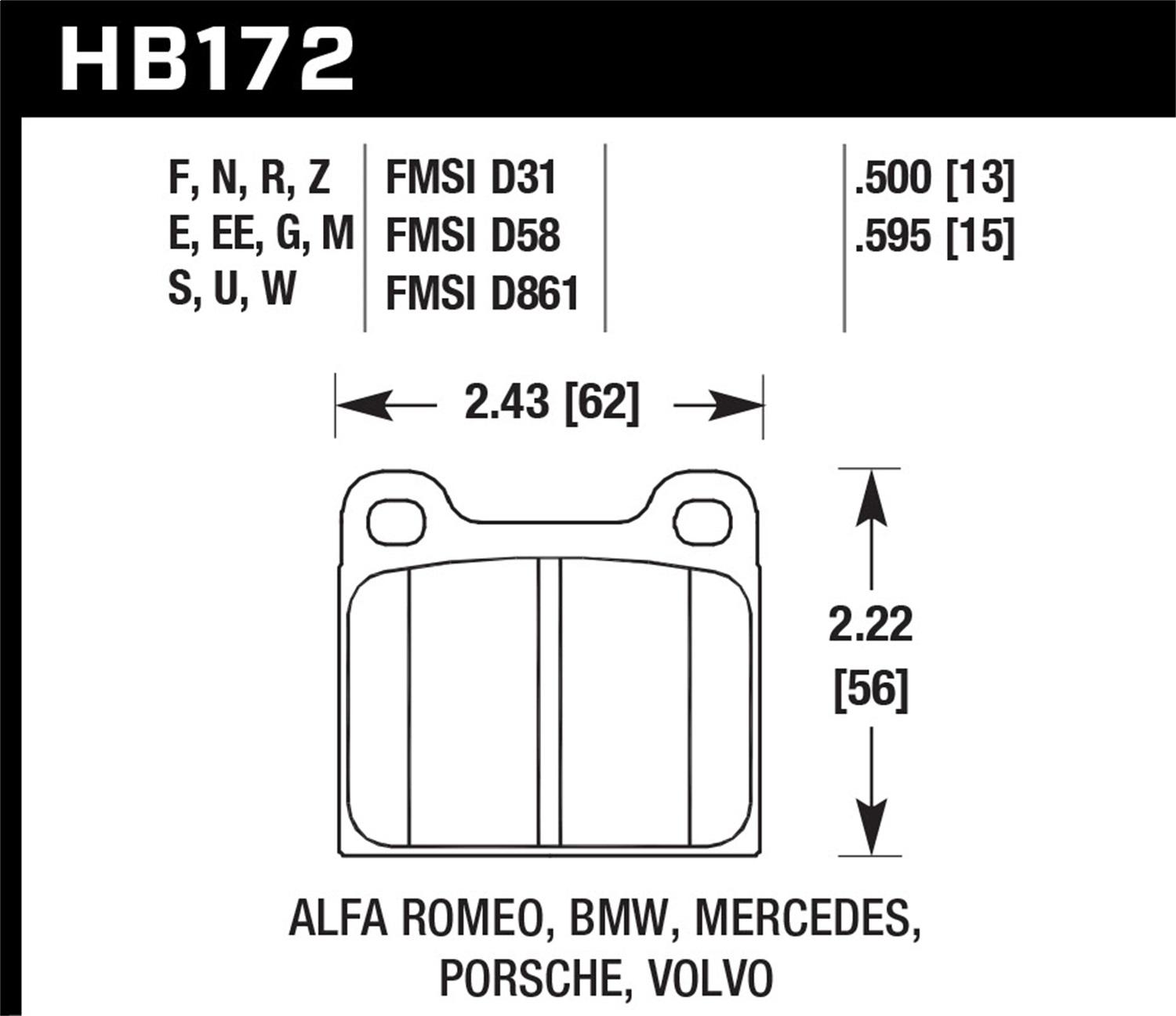 Hawk Motorsports Brake Pads - HB172M.595