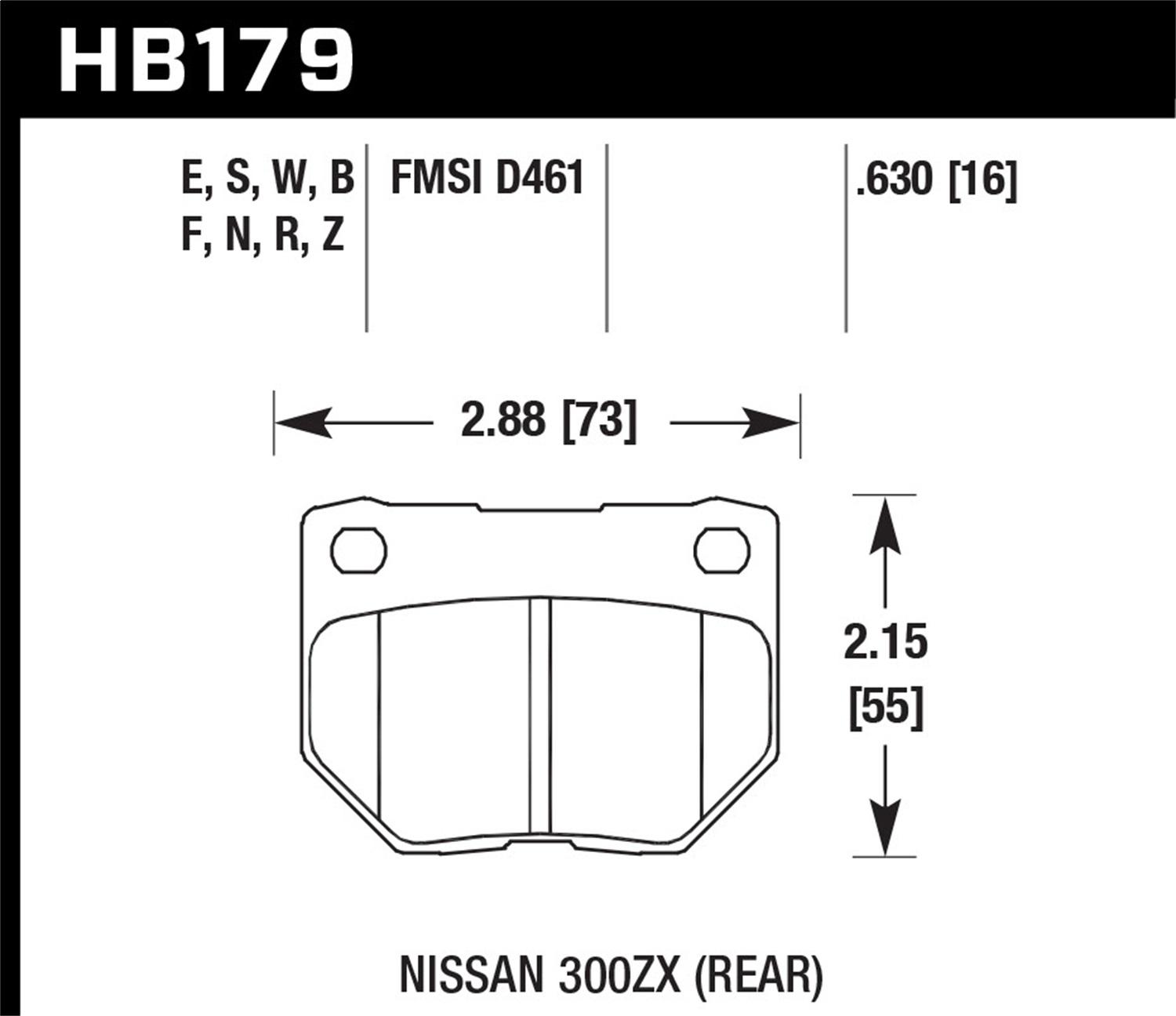 Hawk Motorsports Brake Pads (1989-1996 300ZX,2006-2007 Impreza) - HB179W.630