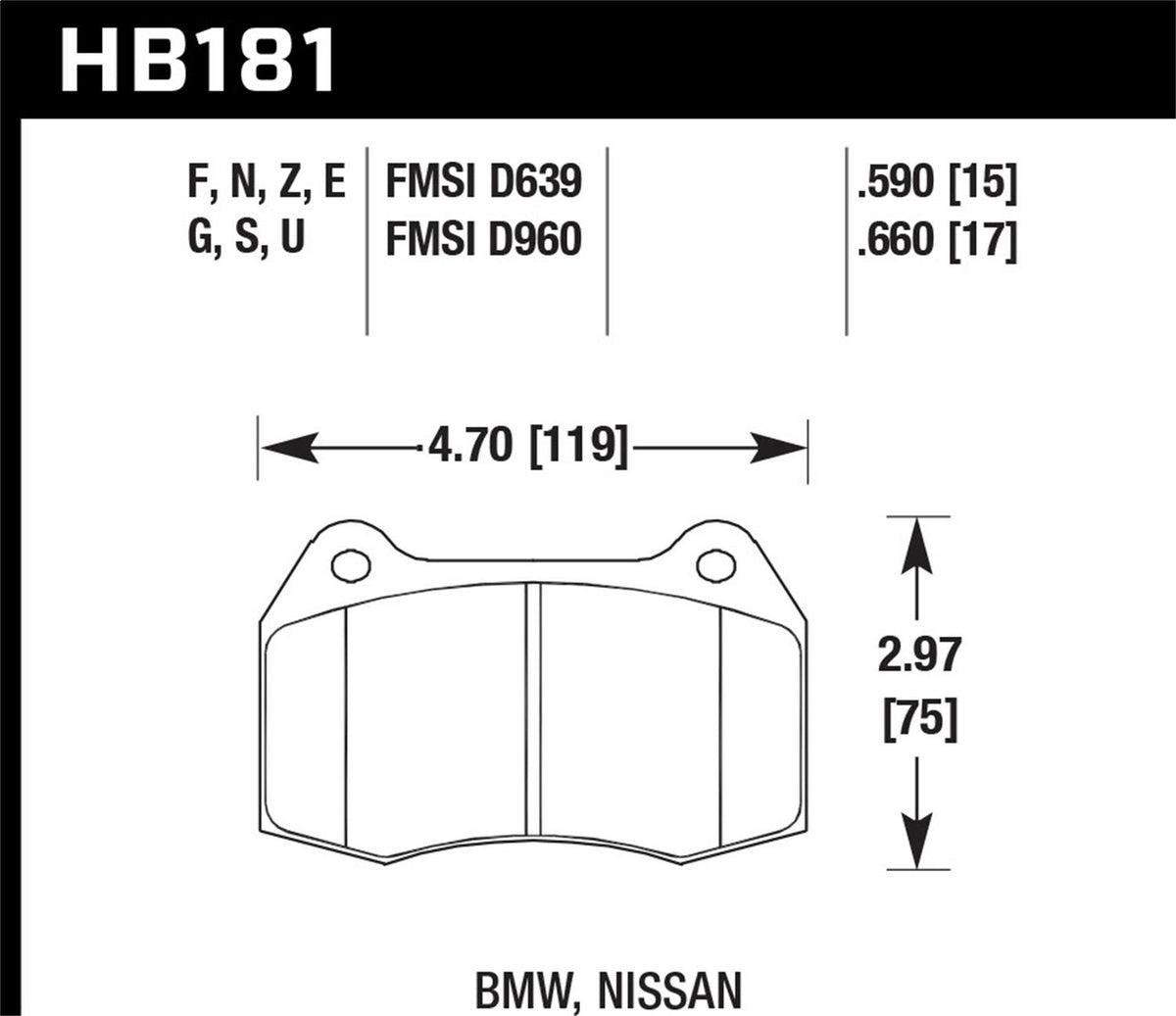 Hawk Motorsports Brake Pads - HB181E.660