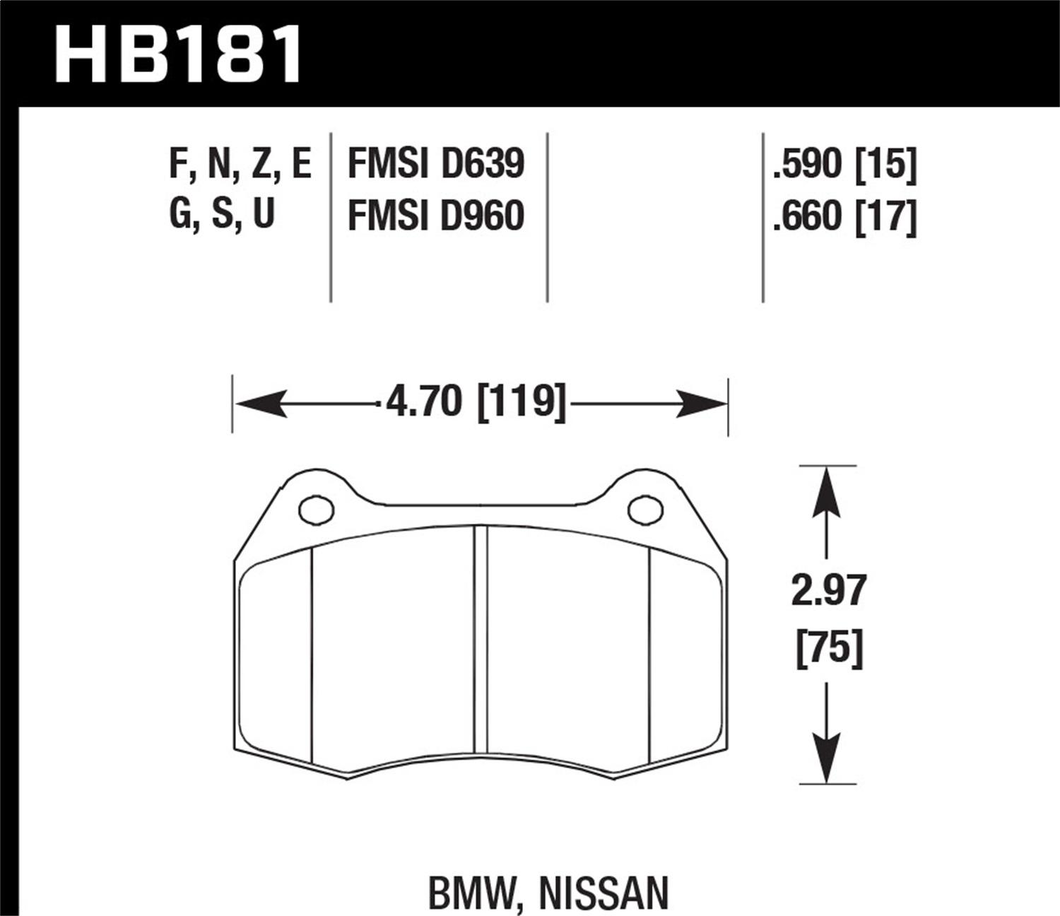 Hawk Street Brake Pads (1994-1997 850Ci,2002-2004 RSX,1994-1997 840Ci) - HB181F.590