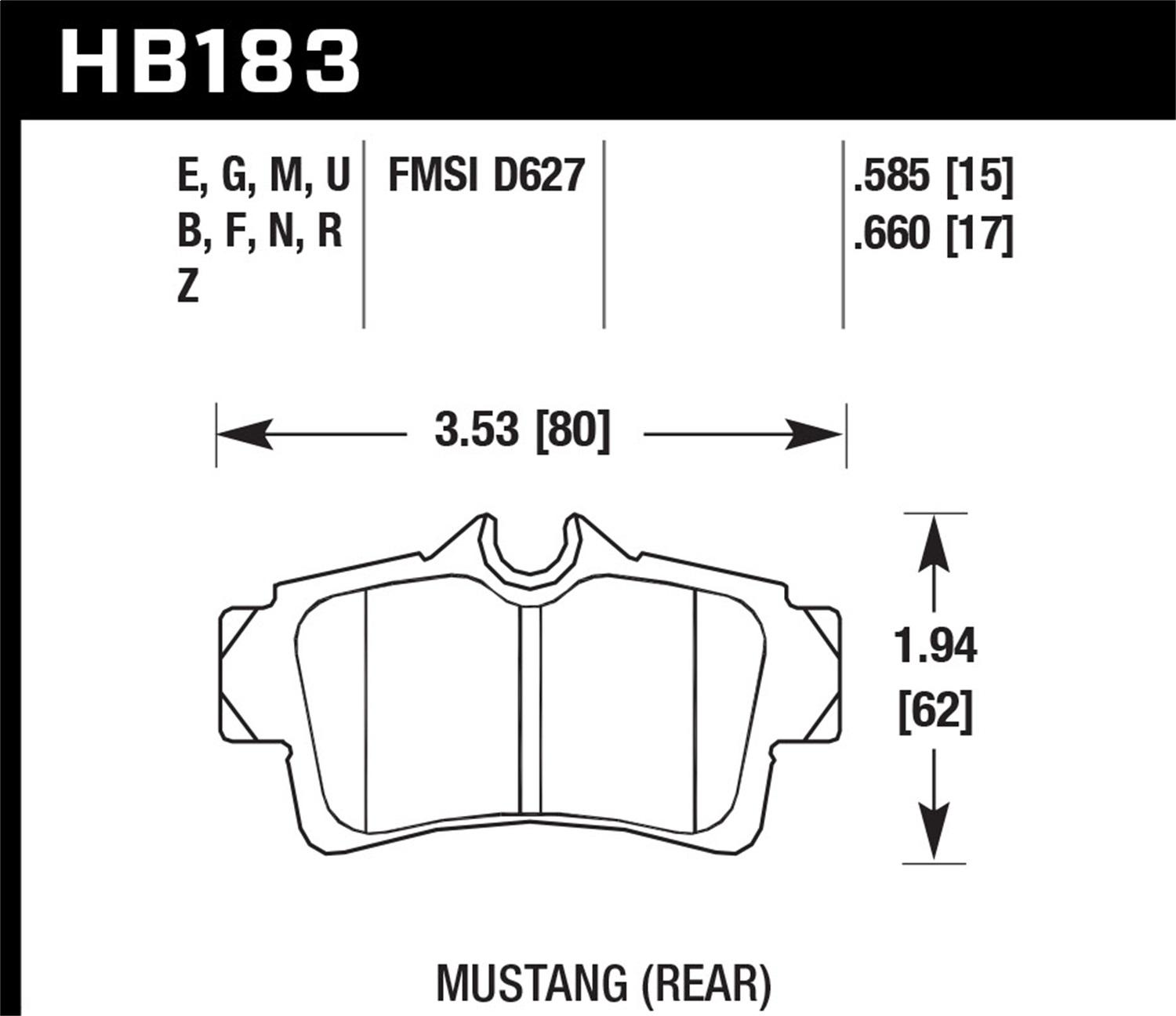 Hawk Motorsports Brake Pads (1994-2004 Mustang) - HB183E.660
