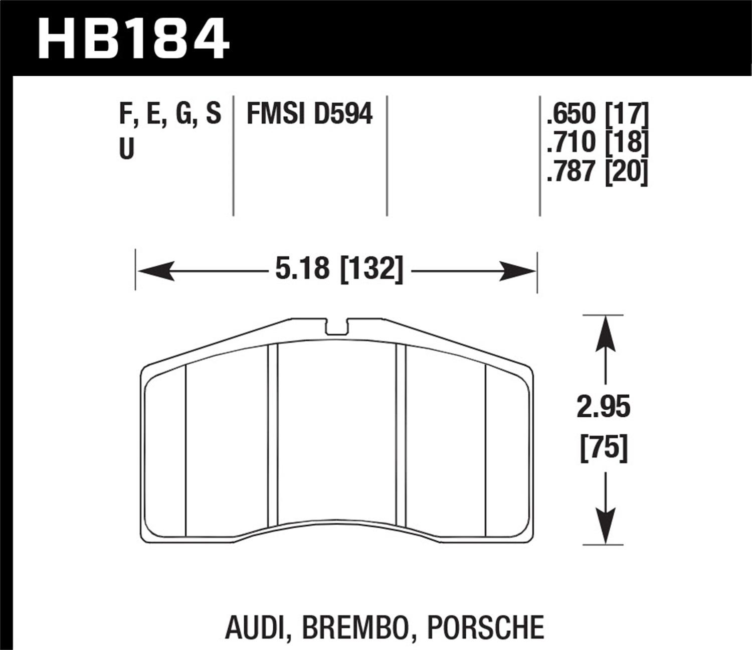 Hawk Motorsports Brake Pads (2001-2003 A8 Quattro,2001-2003 S8,1992-1998 Porsche 911,1993-1995 Porsche 928) - HB184U.787