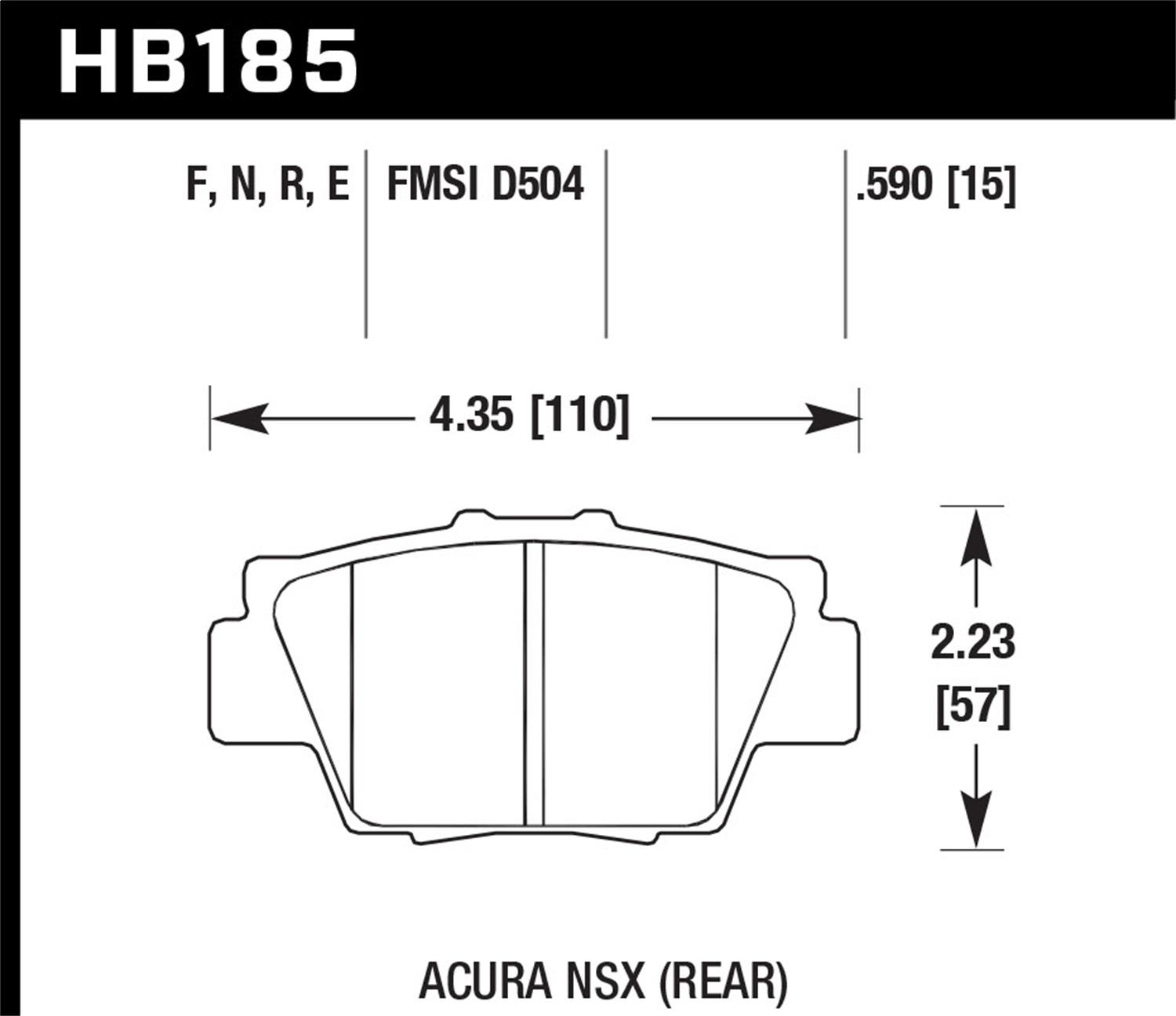 Hawk Street Brake Pads (1991-2005 NSX) - HB185N.590
