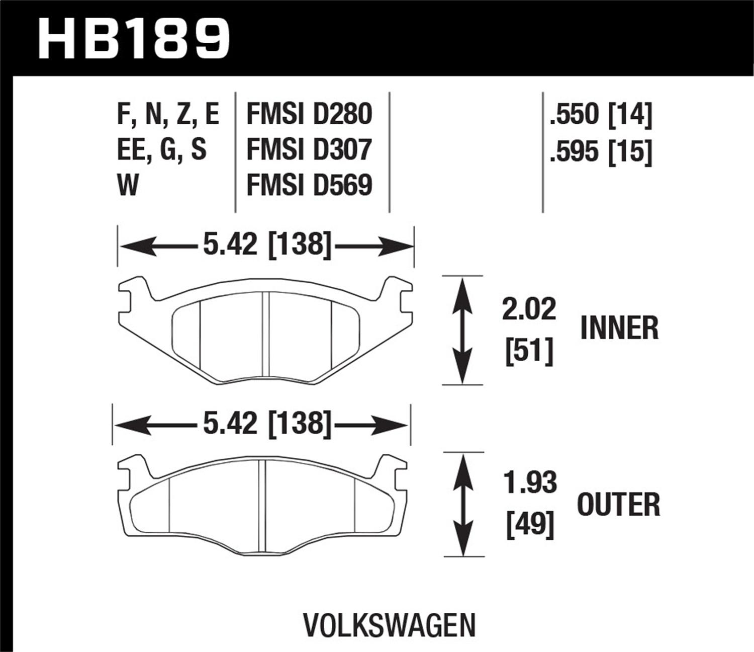 Hawk Street Brake Pads - HB189N.595