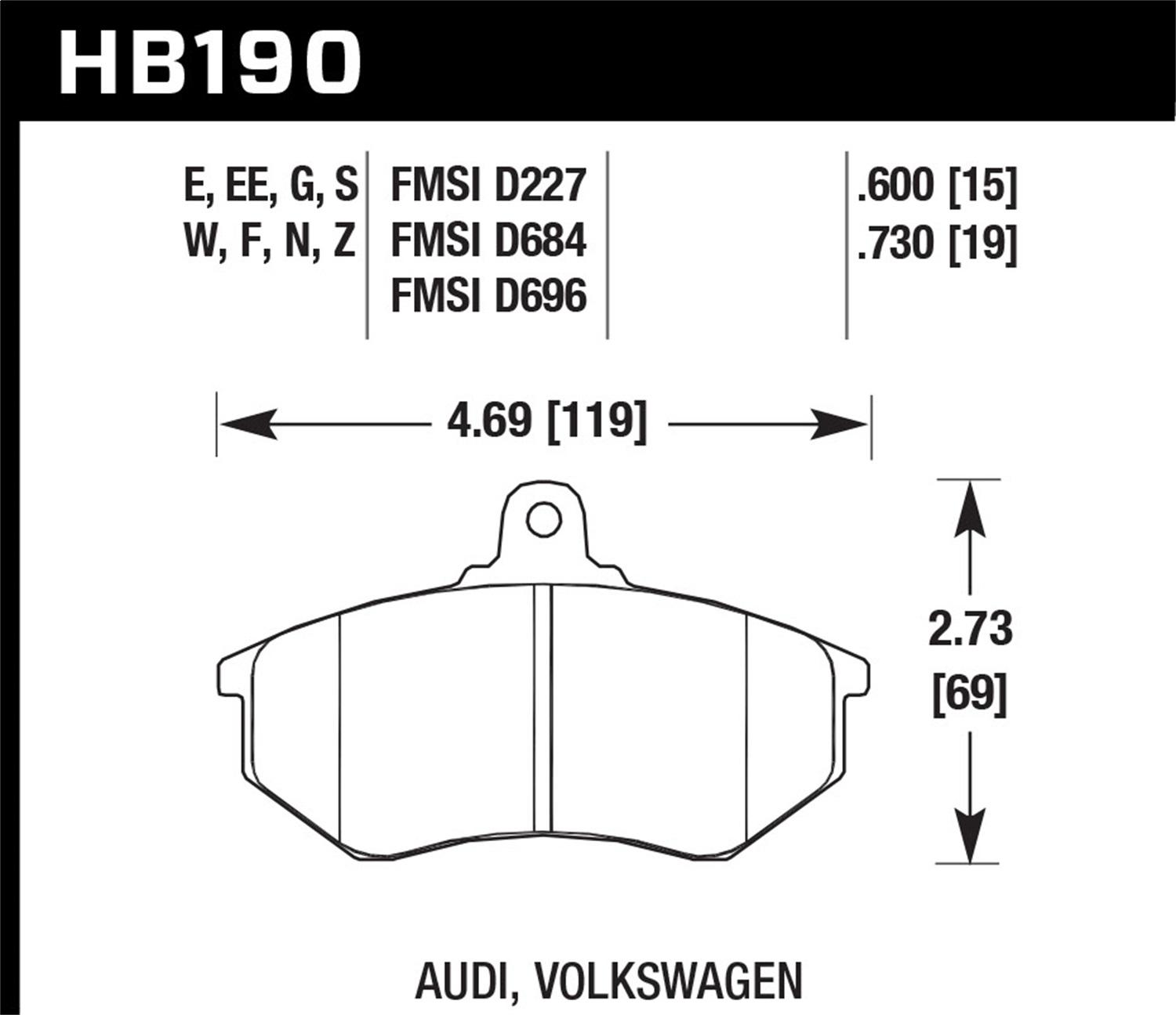 Hawk Street Brake Pads - HB190N.600