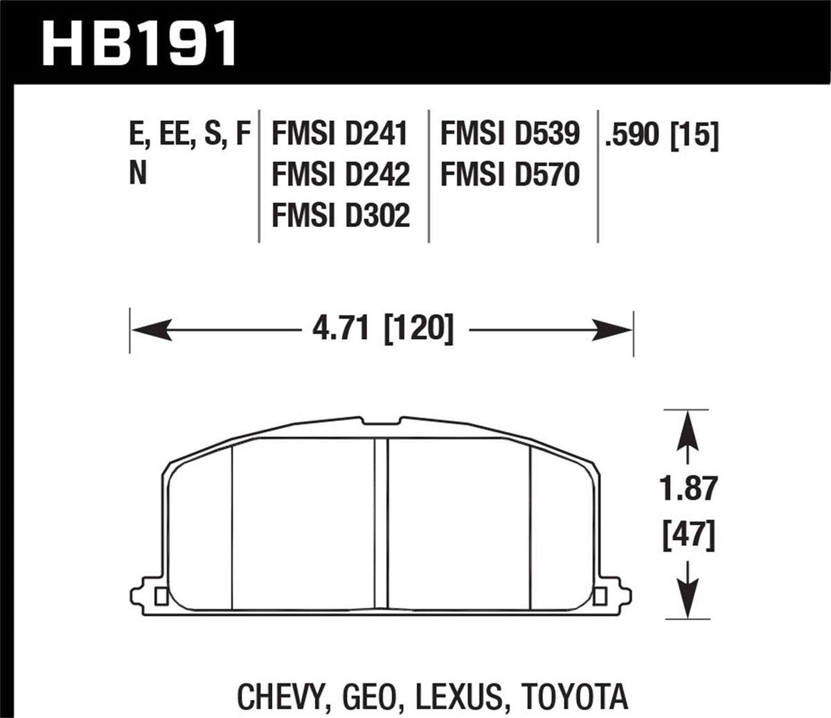 Hawk Street Brake Pads - HB191F.590