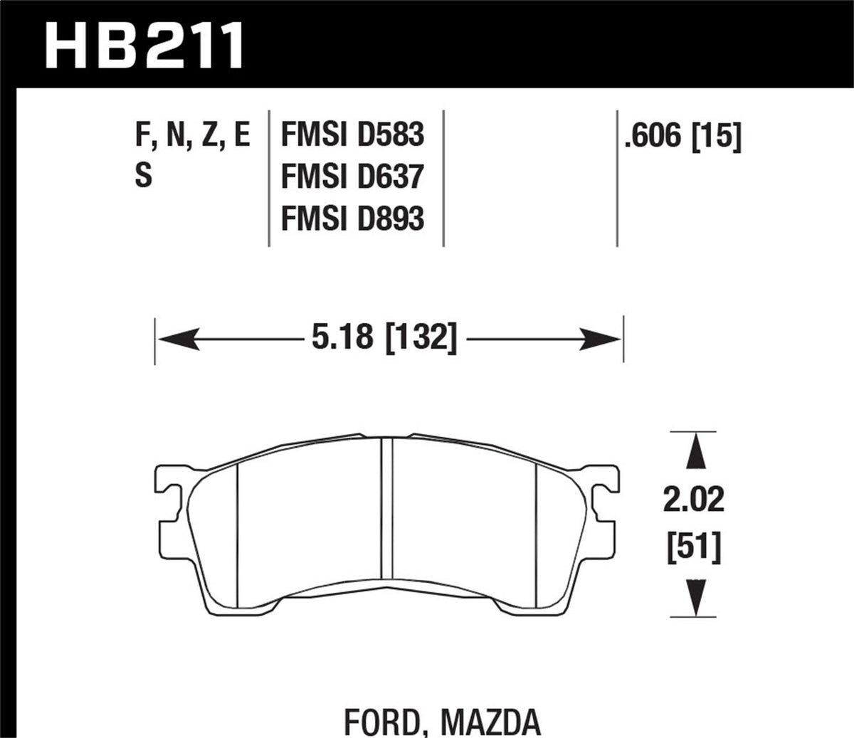 Hawk Street Brake Pads - HB211N.606