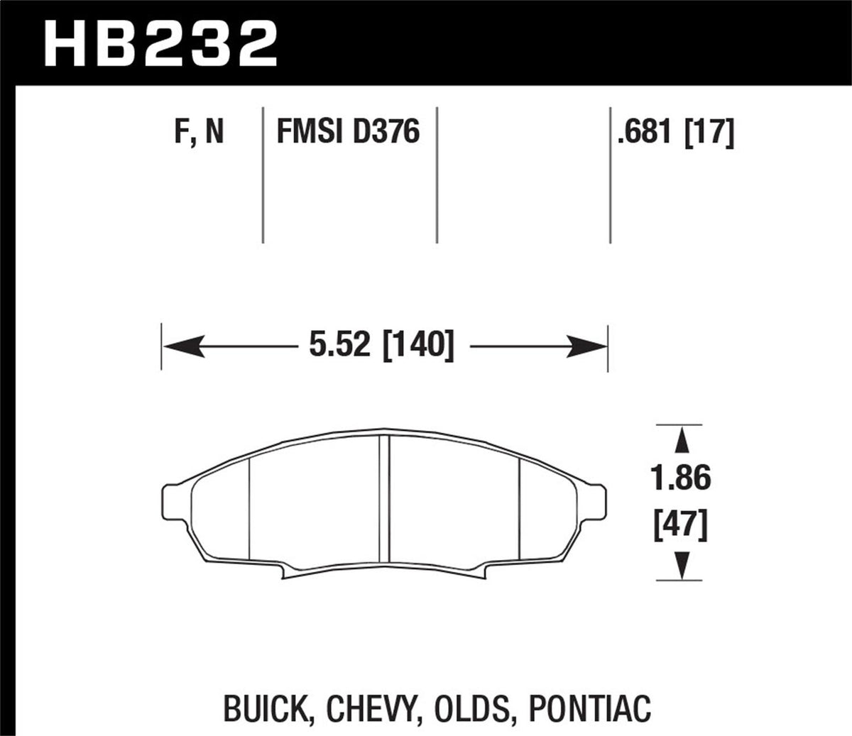 Hawk Street Brake Pads - HB232F.681