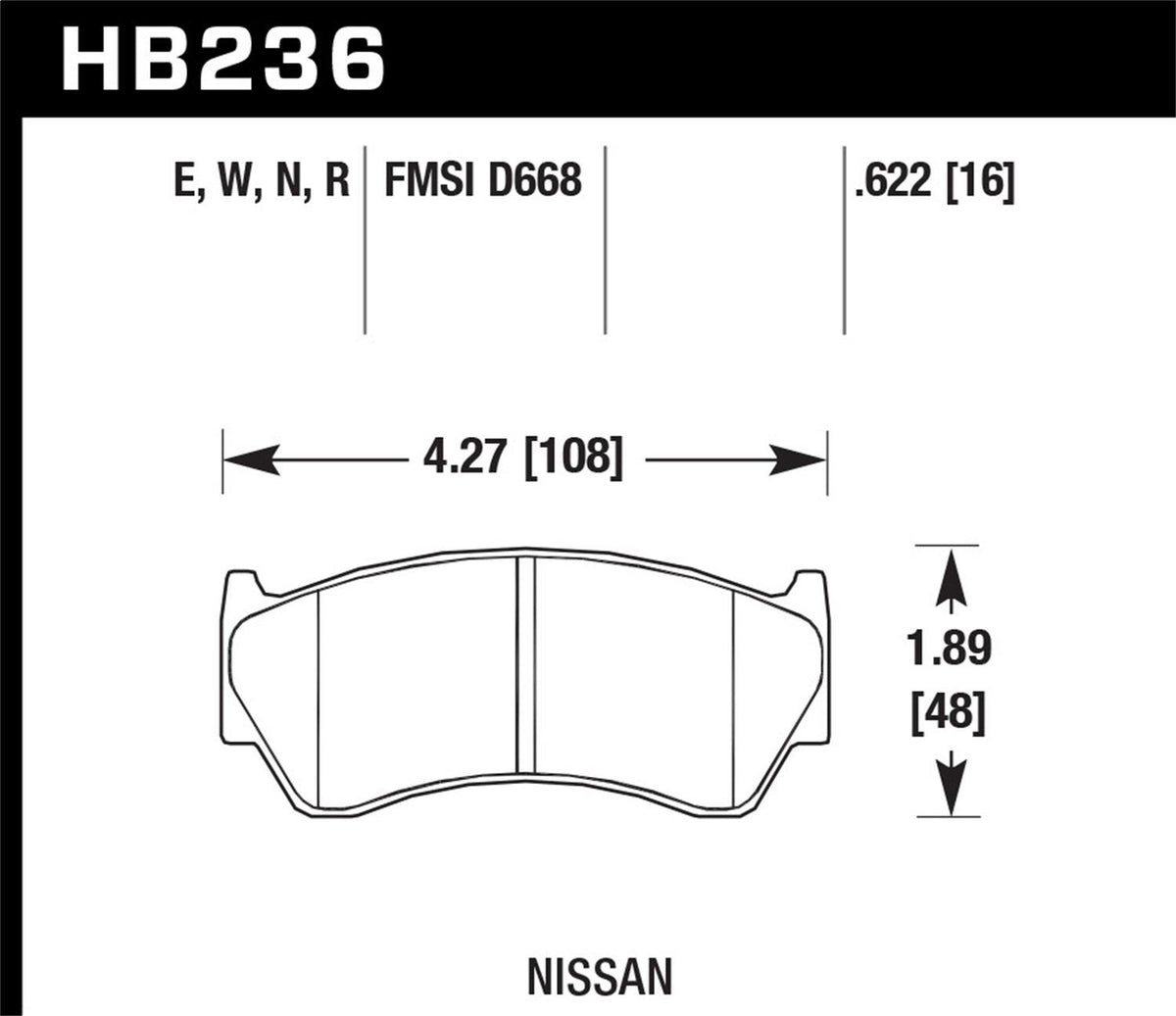 Hawk HP Plus (1995-1998 200SX,1995-1999 Sentra) - HB236N.622
