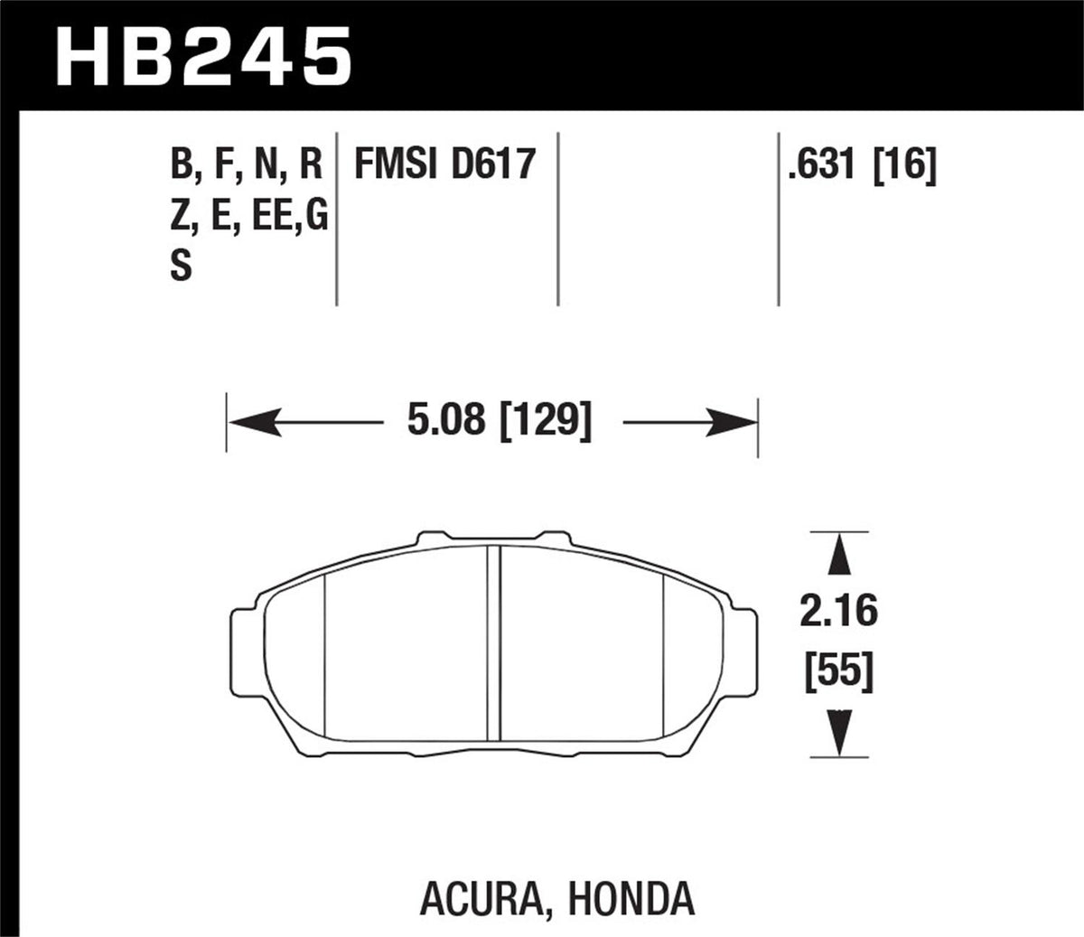 Hawk Er-1 Disc Brake Pad - HB245D.631