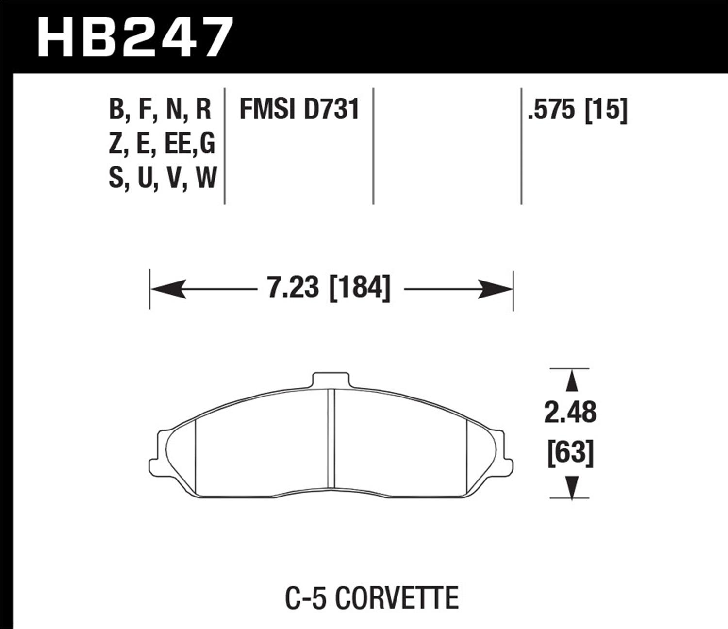 Hawk Motorsports Brake Pads (2004-2009 XLR,1997-2013 Corvette,2005-2006 GTO) - HB247S.575