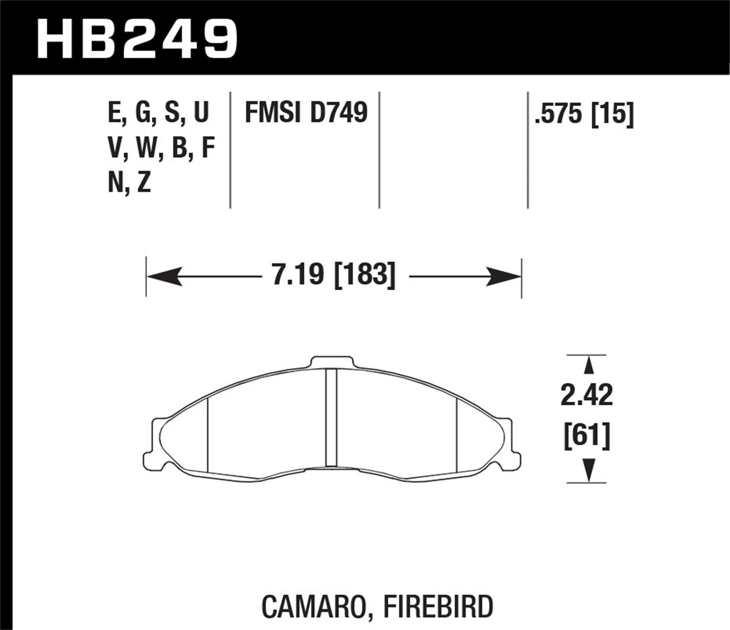 Hawk ER-1 Disc Brake Pad (1998-2002 Camaro, Firebird) - HB249D.575