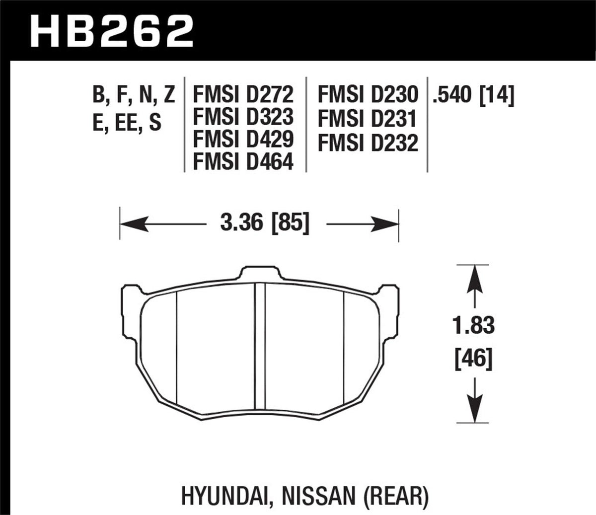 Hawk Street Brake Pads - HB262F.540