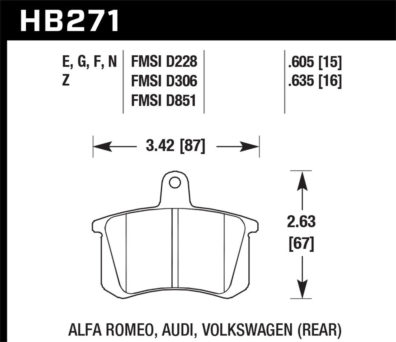 Hawk Street Brake Pads - HB271F.635