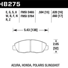 Hawk Motorsports Brake Pads (1997-1999 CL,1990-2002 Accord,1996-2015 Civic,2010-2014 Insight) - HB275U.620