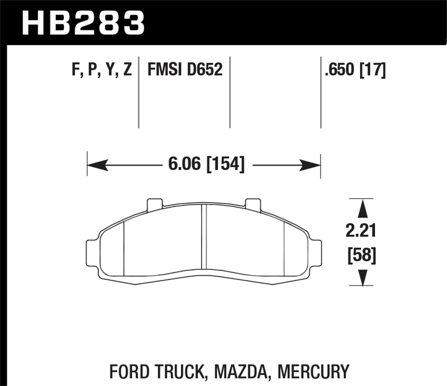 Hawk Street Brake Pads - HB283Y.650