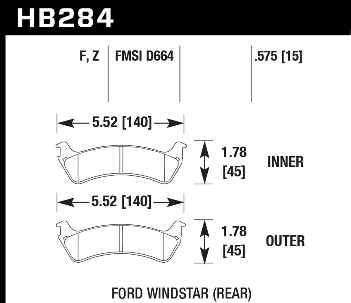 Hawk Street Brake Pads - HB284F.575