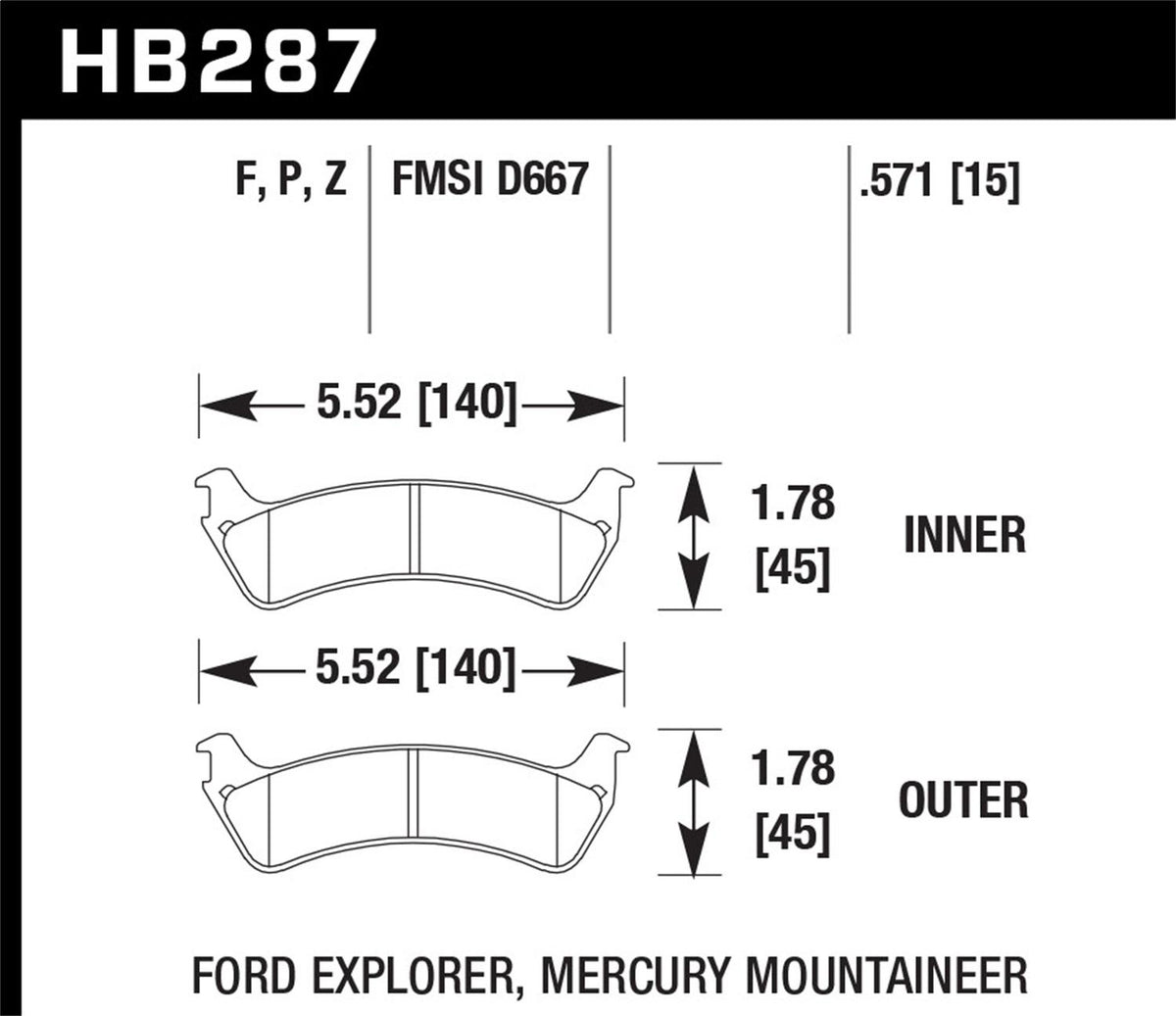 Hawk Street Brake Pads - HB287F.571