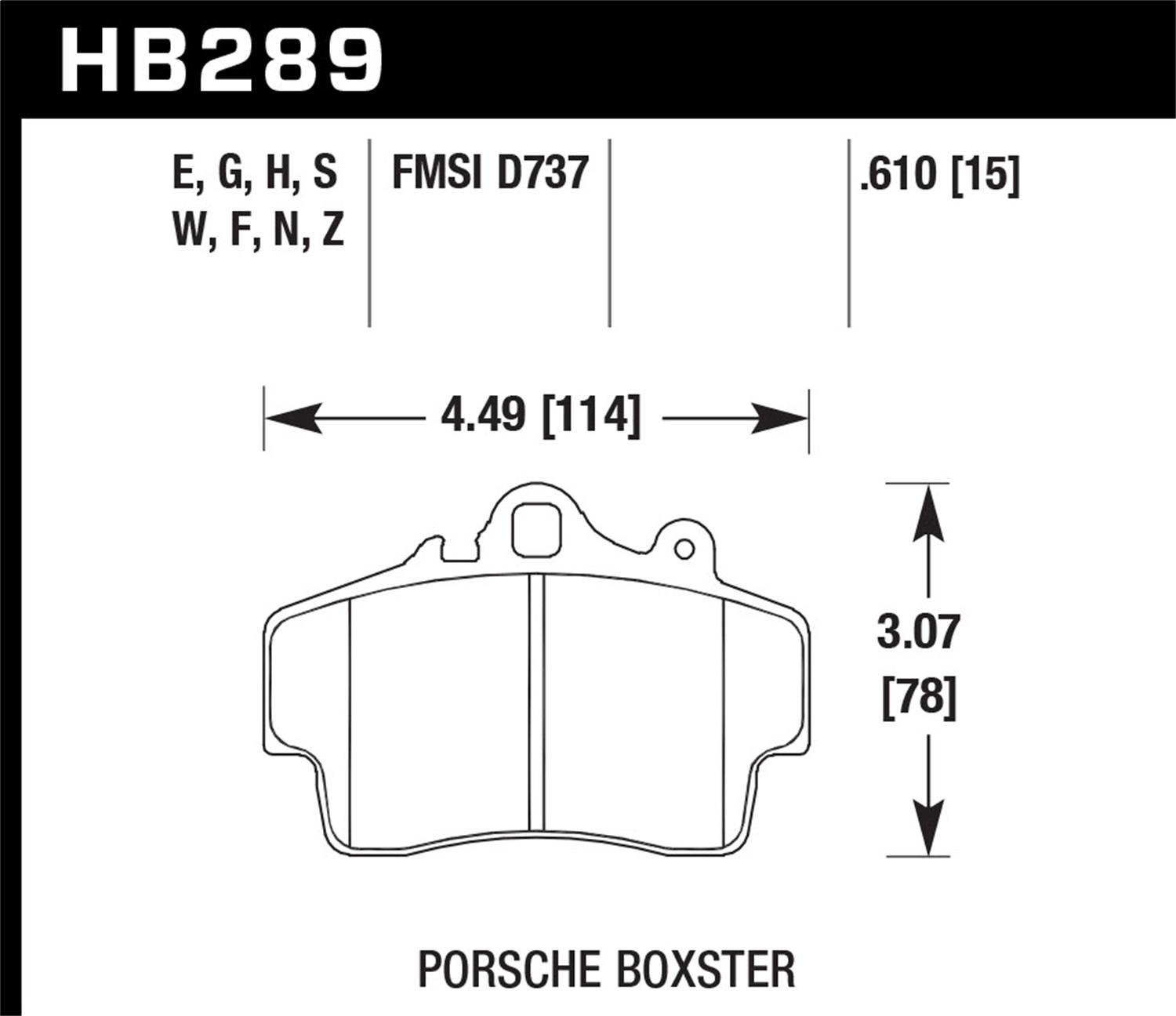 Hawk Street Brake Pads (2007-2008 Porsche Cayman,1997-2008 Porsche Boxster) - HB289Z.610