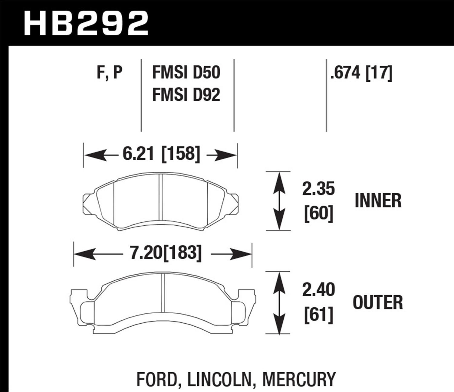 Hawk Street Brake Pads - HB292F.674