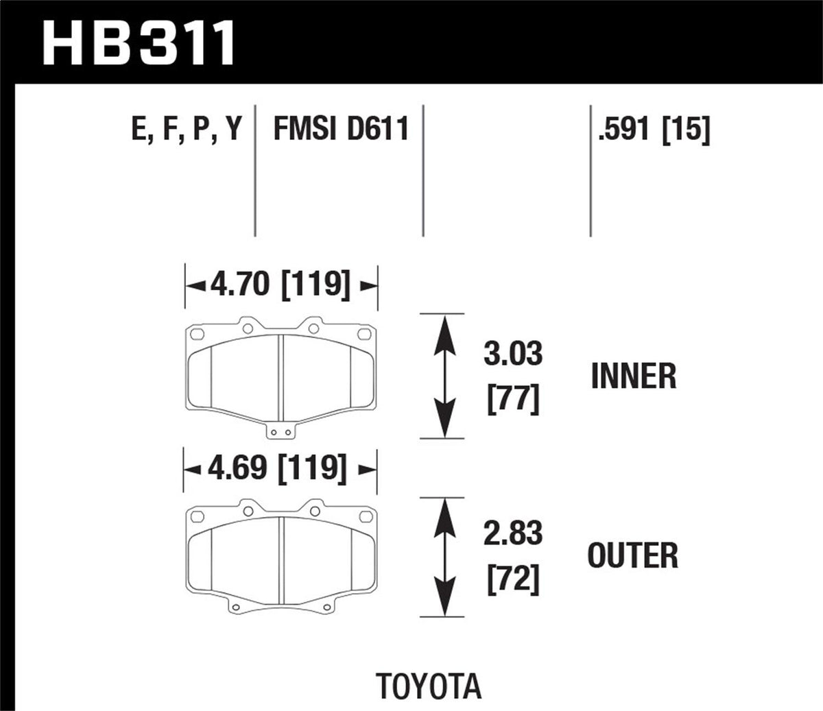 Hawk HPS (1992-1995 4Runner,1993-1998 T100) - HB311F.591