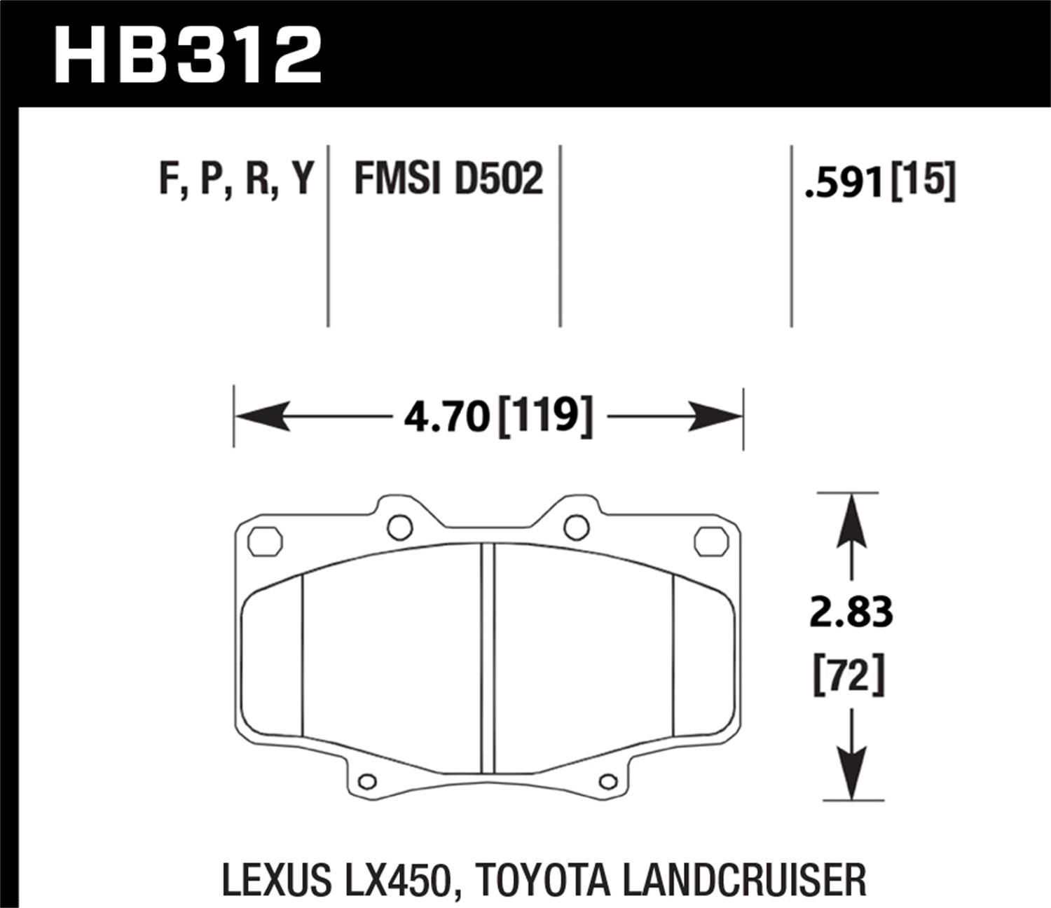 Hawk Street Brake Pads (1991-1997 Land Cruiser,1996-1997 Lexus LX450) - HB312F.591