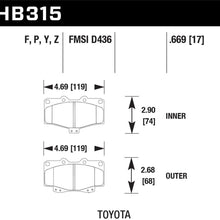 Hawk Street Brake Pads (1989-1995 Pickup,1990-2002 4Runner,1995-2004 Tacoma) - HB315F.669