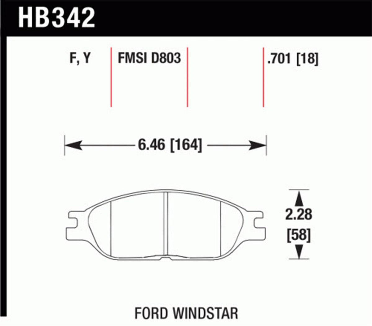 Hawk Street Brake Pads (1999-2003 Windstar) - HB342F.701