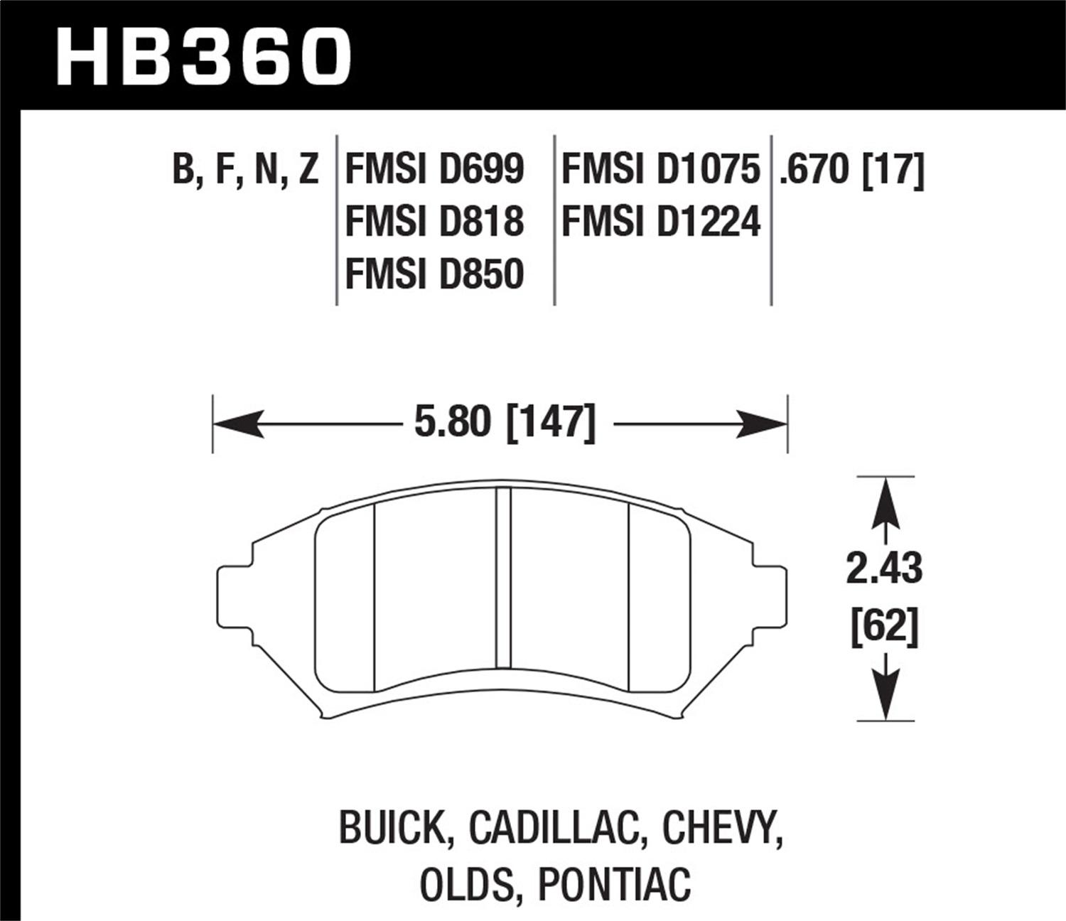 Hawk Street Brake Pads - HB360B.670