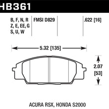 Hawk Motorsports Brake Pads (2000-2009 S2000,2002-2006 RSX,2006-2011 Civic) - HB361E.622