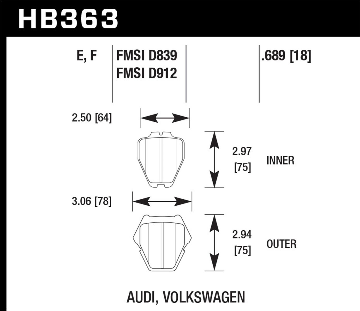 Hawk Street Brake Pads - HB363F.689