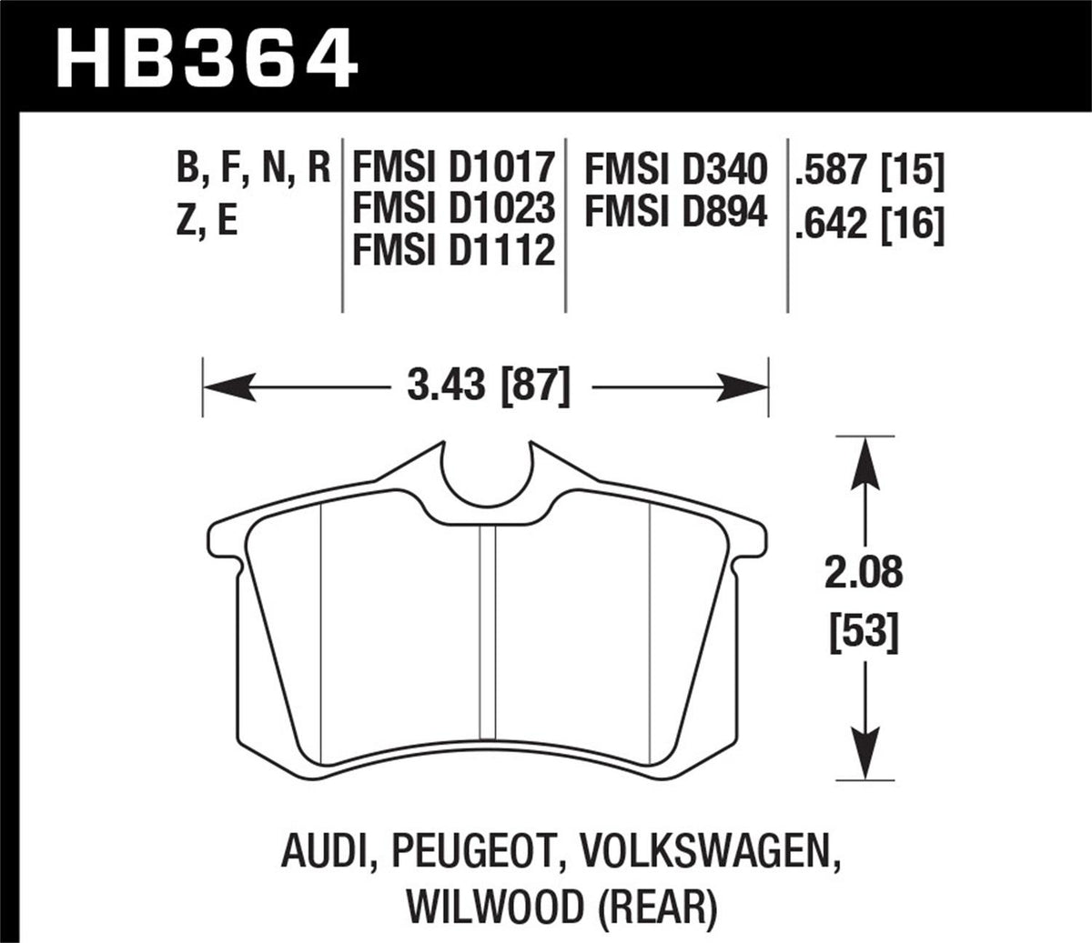 Hawk Street Brake Pads - HB364F.587