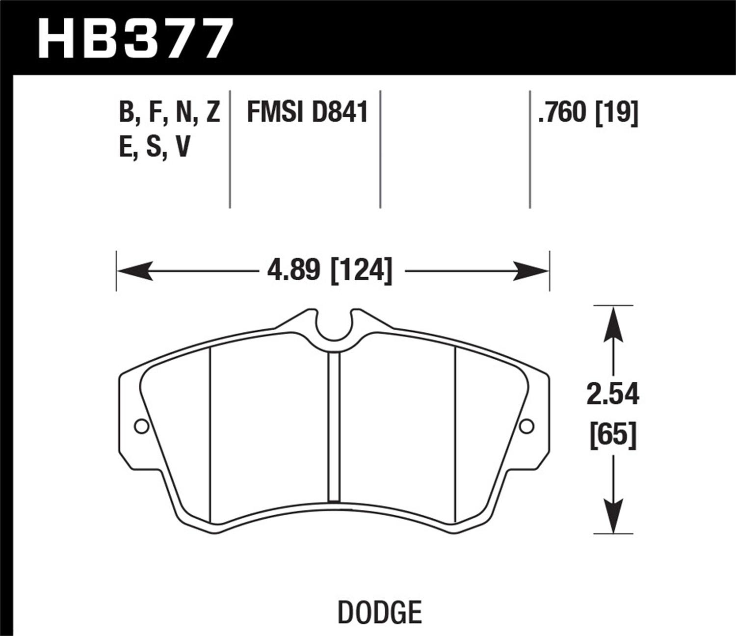 Hawk Street Brake Pads (2001-2010 PT Cruiser,2003-2005 Neon) - HB377F.760