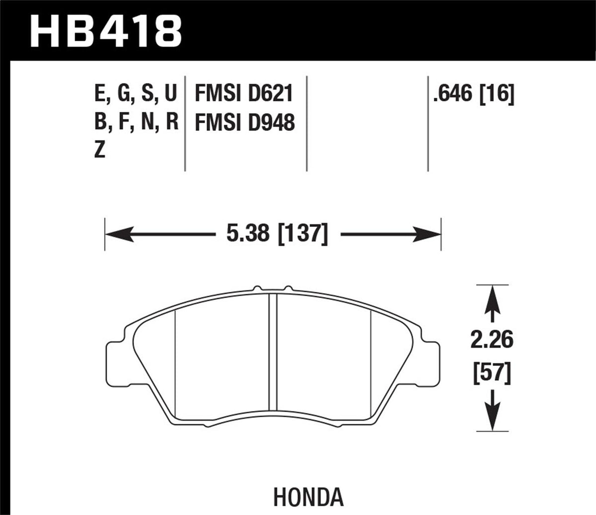 Hawk Motorsports Brake Pads - HB418S.646