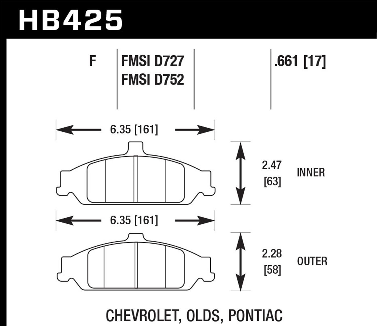 Hawk Street Brake Pads - HB425F.661