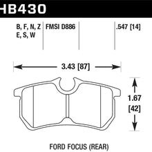 Hawk Street Brake Pads (2001-2007 Focus,2014-2016 Fiesta) - HB430N.547