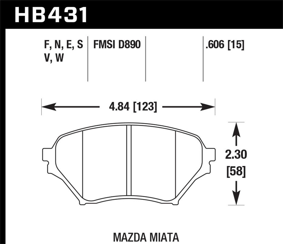 Hawk Street Brake Pads (2001-2005 Miata) - HB431B.606