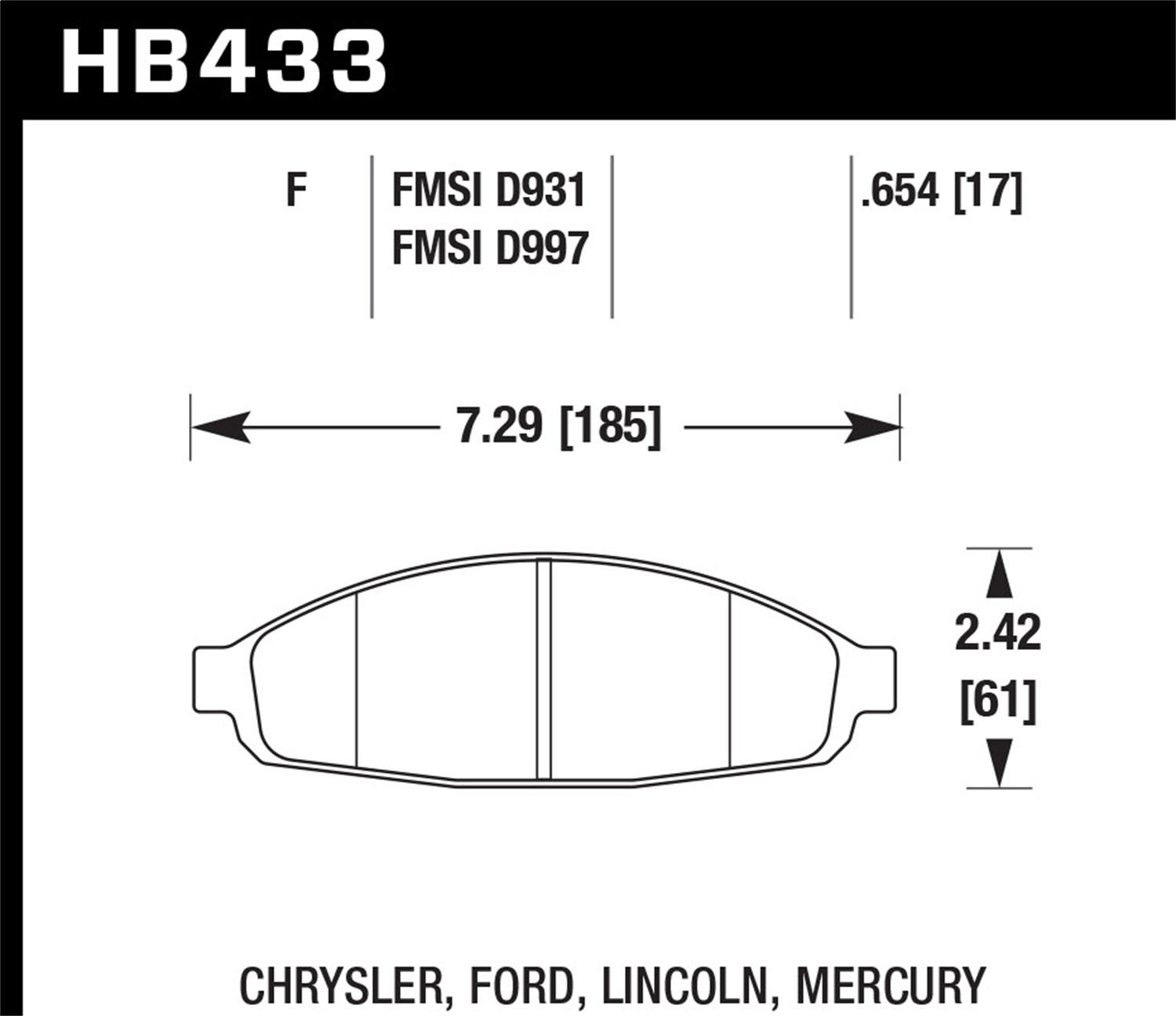 Hawk Street Brake Pads - HB433F.654