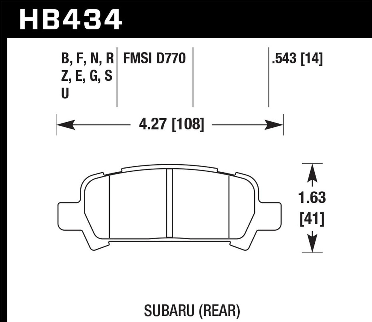 Hawk Street Brake Pads - HB434B.543