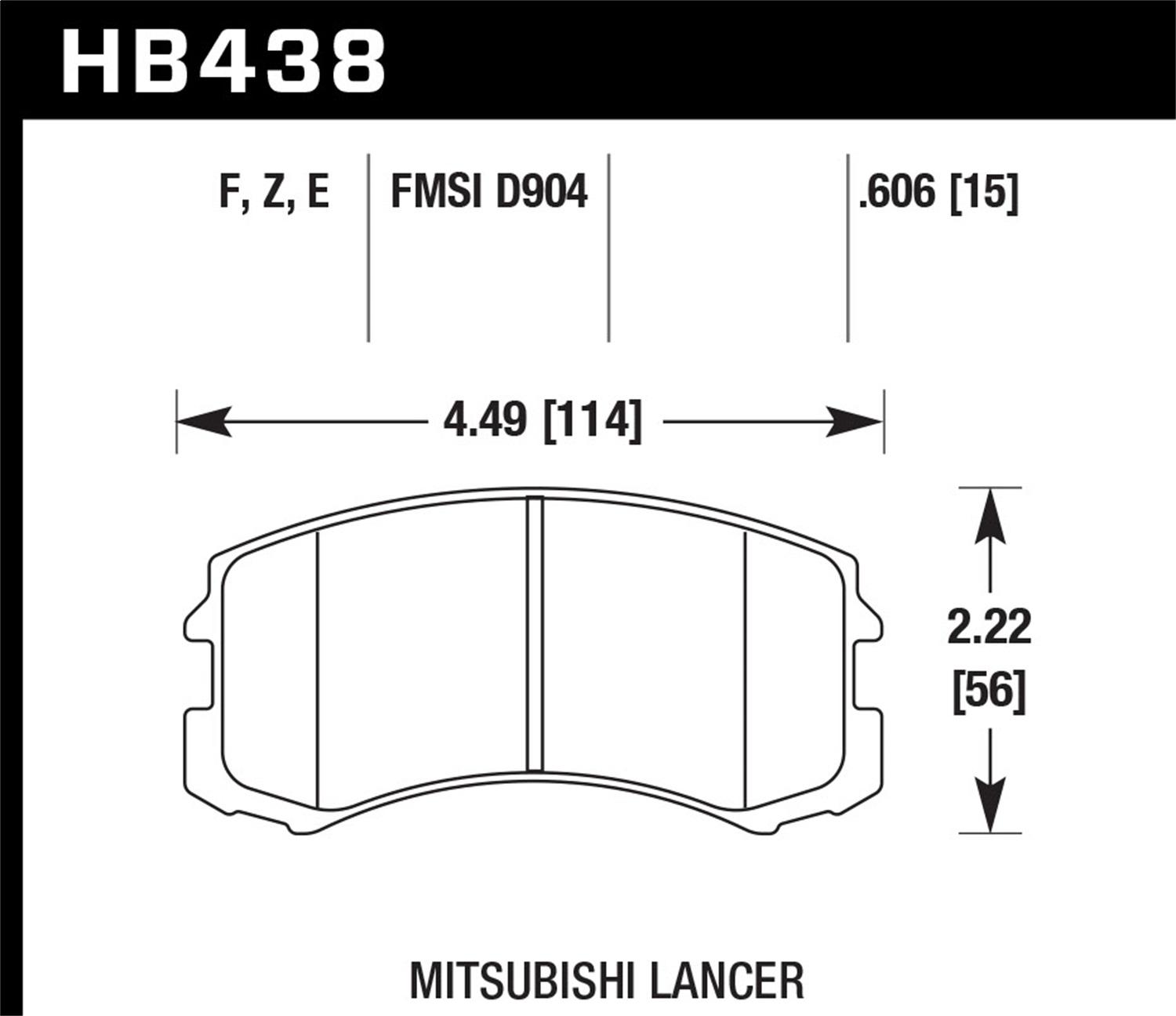 Hawk Street Brake Pads (2002-2007 Lancer) - HB438F.606