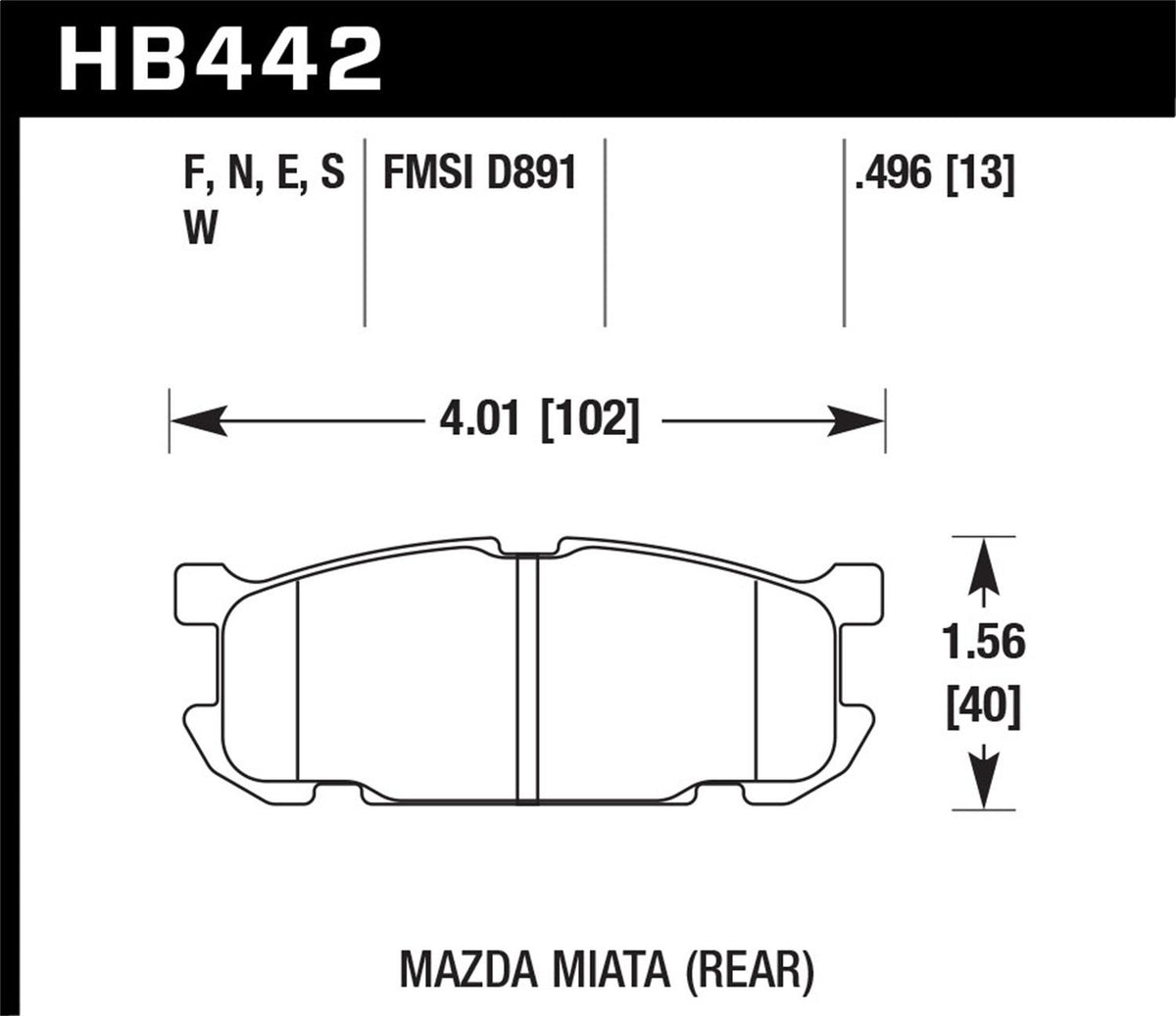 Hawk Hps 5.0 Disc Brake Pad (2001-2003 Miata) - HB442B.496