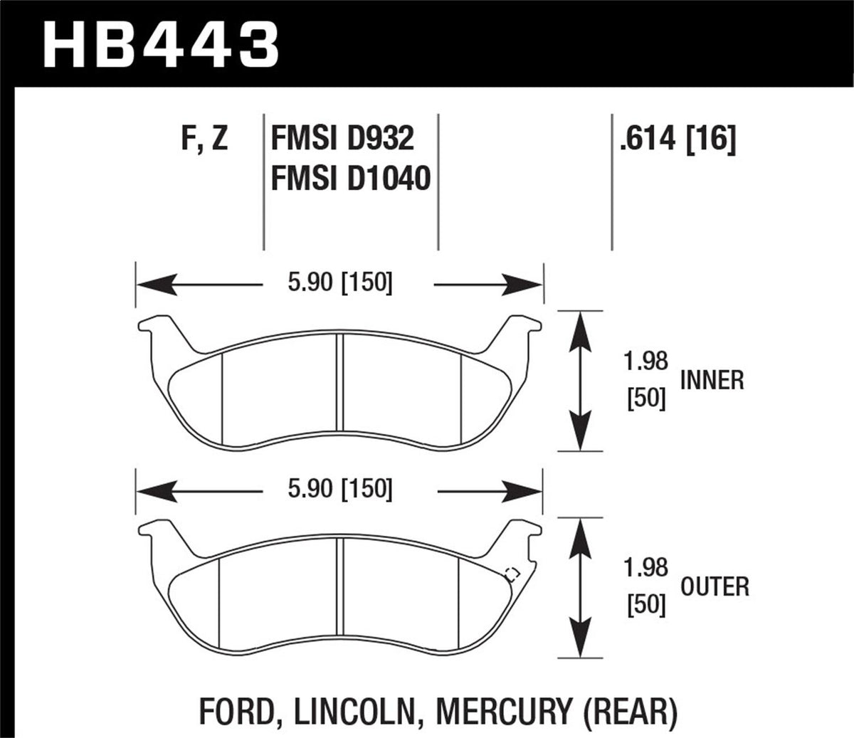 Hawk Street Brake Pads - HB443F.614