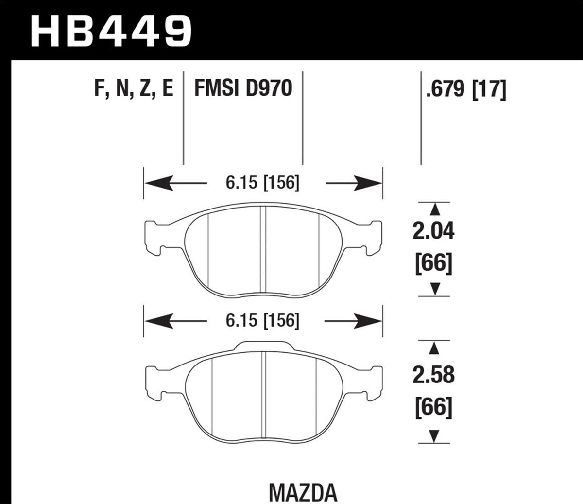 Hawk Street Brake Pads (2010-2013 Transit Connect,2002-2004 Focus) - HB449F.679