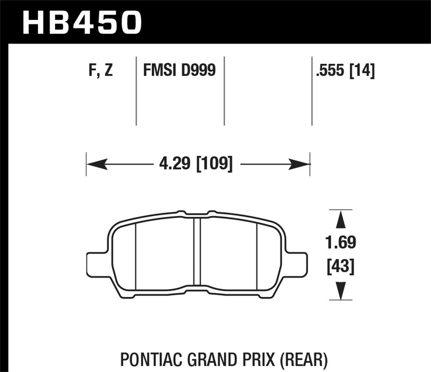 Hawk Street Brake Pads - HB450Z.555